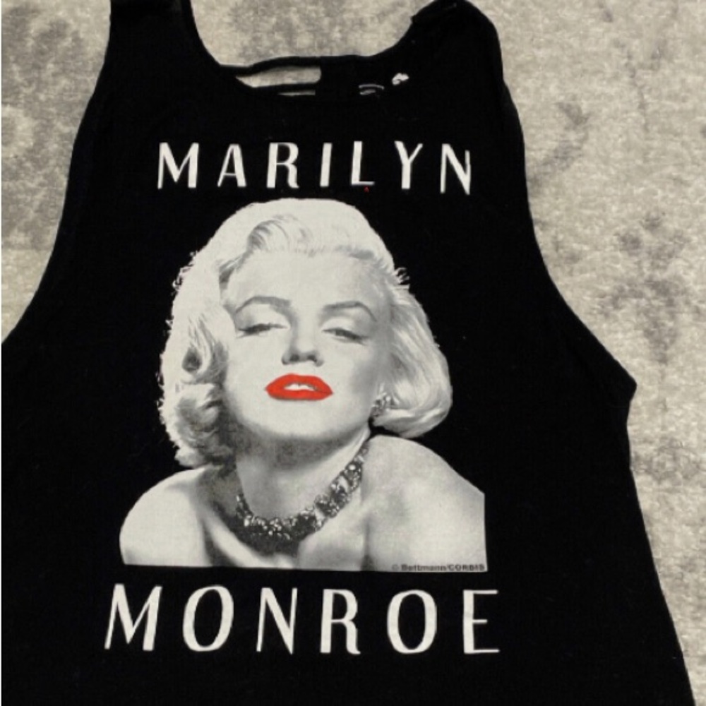 Marilyn Monroe Black Graphic Sleeveless Tank Top L